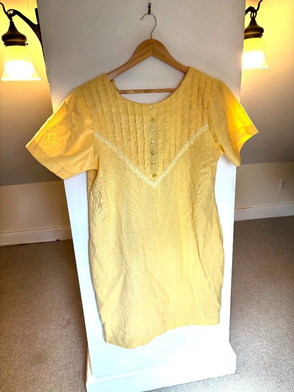 1970s Vintage Yellow Cottage Core Dress